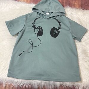 SHEIN Kids Graphic Short Sleeve Hooded Shirt - Boys Size 9Y